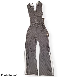 Pinstriped Monteau Jumpsuit